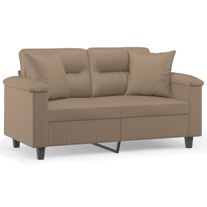 Dvivietė sofa su pagalvėlėmis, kapučino, 120cm, dirbtinė oda