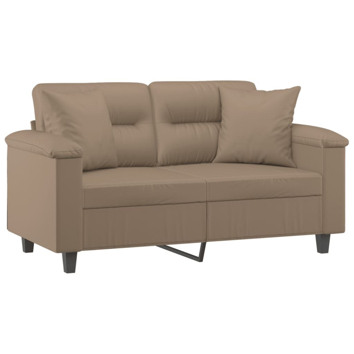 Dvivietė sofa su pagalvėlėmis, kapučino, 120cm, dirbtinė oda