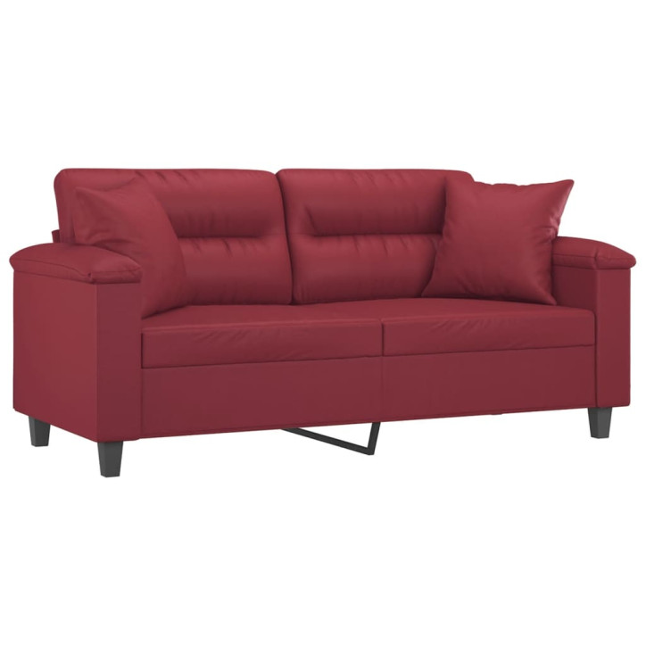 Dvivietė sofa su pagalvėlėmis, vyno, 140cm, dirbtinė oda