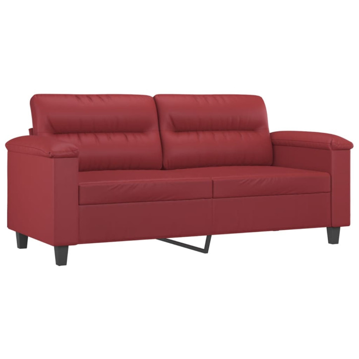 Dvivietė sofa su pagalvėlėmis, vyno, 140cm, dirbtinė oda