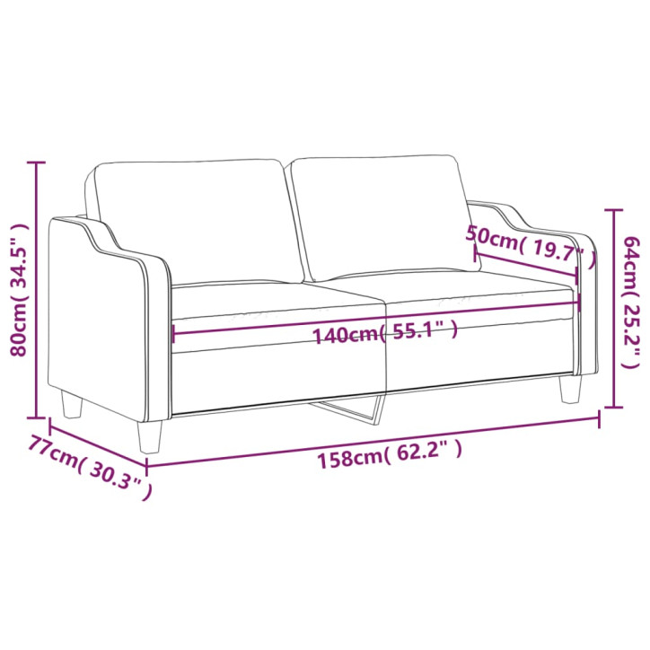 Dvivietė sofa, juodos spalvos, 140cm, audinys