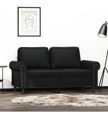 Dvivietė sofa, juodos spalvos, 120cm, dirbtinė oda