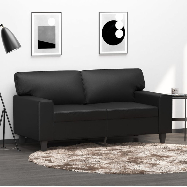 Dvivietė sofa, juodos spalvos, 120cm, dirbtinė oda