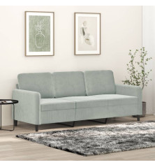 Trivietė sofa, šviesiai pilkos spalvos, 180cm, aksomas