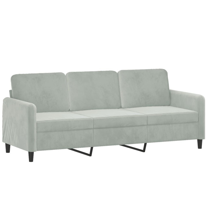 Trivietė sofa, šviesiai pilkos spalvos, 180cm, aksomas