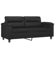 Dvivietė sofa, juodos spalvos, 140cm, dirbtinė oda