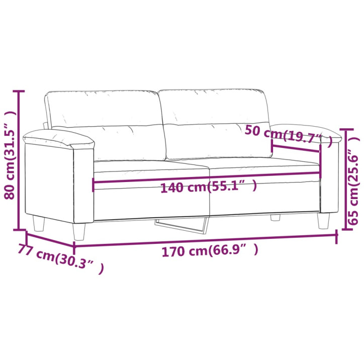 Dvivietė sofa, šviesiai pilka, 140cm, mikropluošto audinys