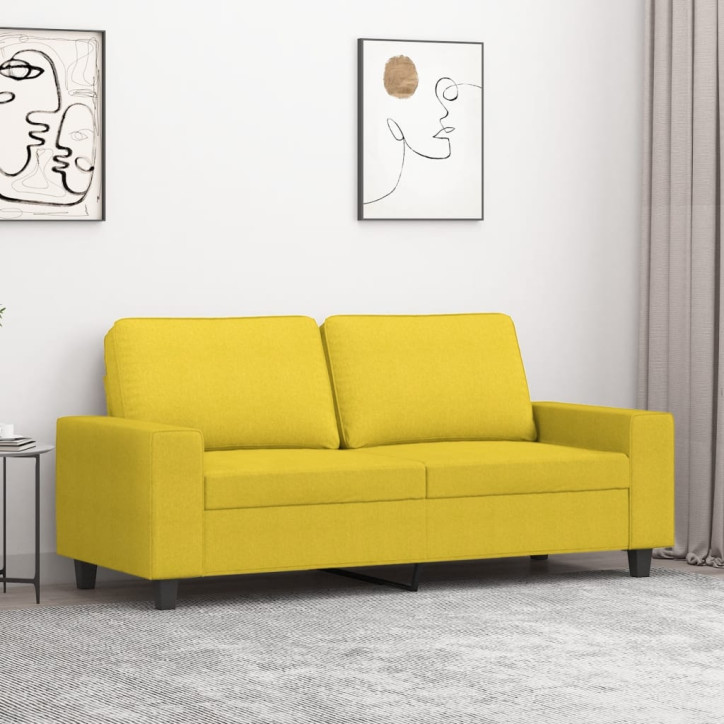 Dvivietė sofa, šviesiai geltonos spalvos, 140cm, audinys