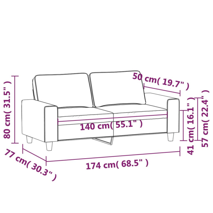 Dvivietė sofa, šviesiai geltonos spalvos, 140cm, audinys