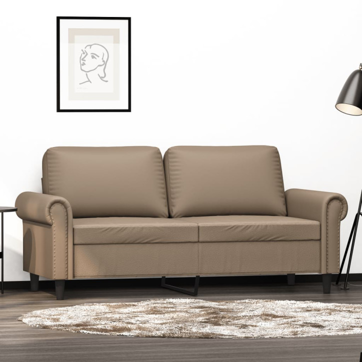 Dvivietė sofa, kapučino spalvos, 140cm, dirbtinė oda