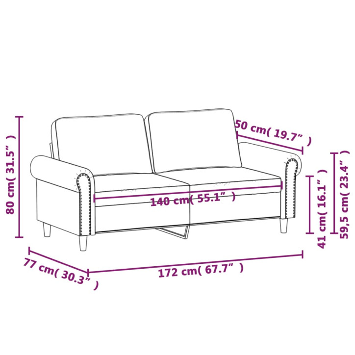 Dvivietė sofa, kapučino spalvos, 140cm, dirbtinė oda