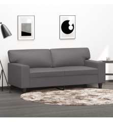 Dvivietė sofa, pilkos spalvos, 140cm, dirbtinė oda