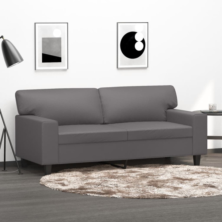 Dvivietė sofa, pilkos spalvos, 140cm, dirbtinė oda