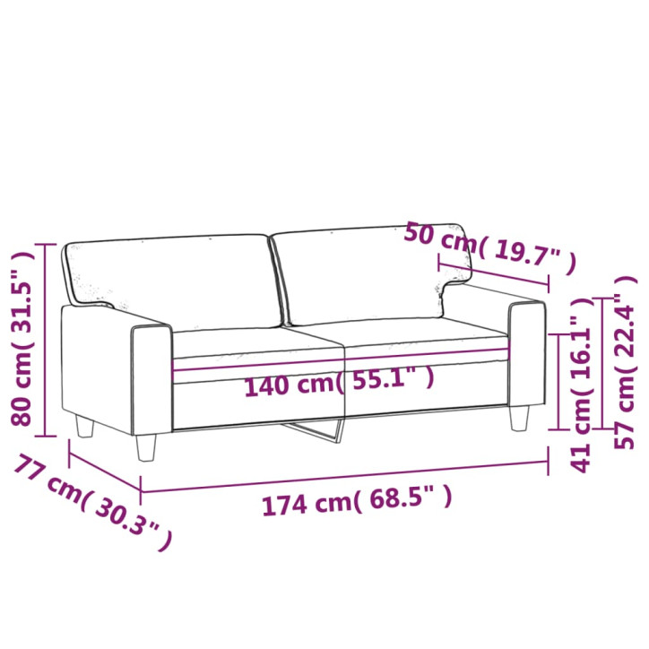 Dvivietė sofa, pilkos spalvos, 140cm, dirbtinė oda