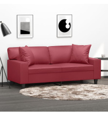 Dvivietė sofa su pagalvėlėmis, vyno, 140cm, dirbtinė oda