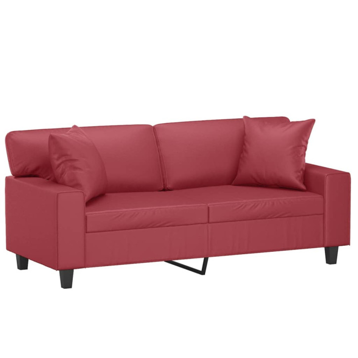 Dvivietė sofa su pagalvėlėmis, vyno, 140cm, dirbtinė oda