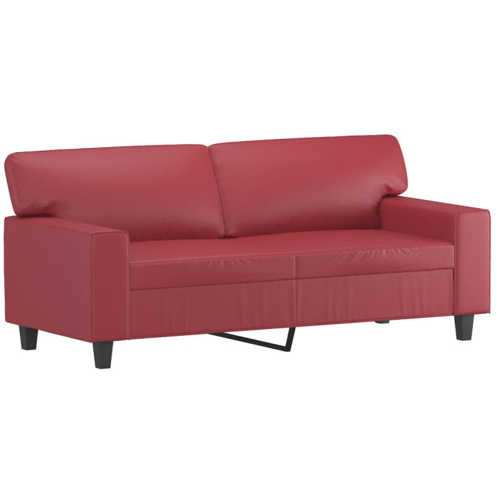 Dvivietė sofa su pagalvėlėmis, vyno, 140cm, dirbtinė oda