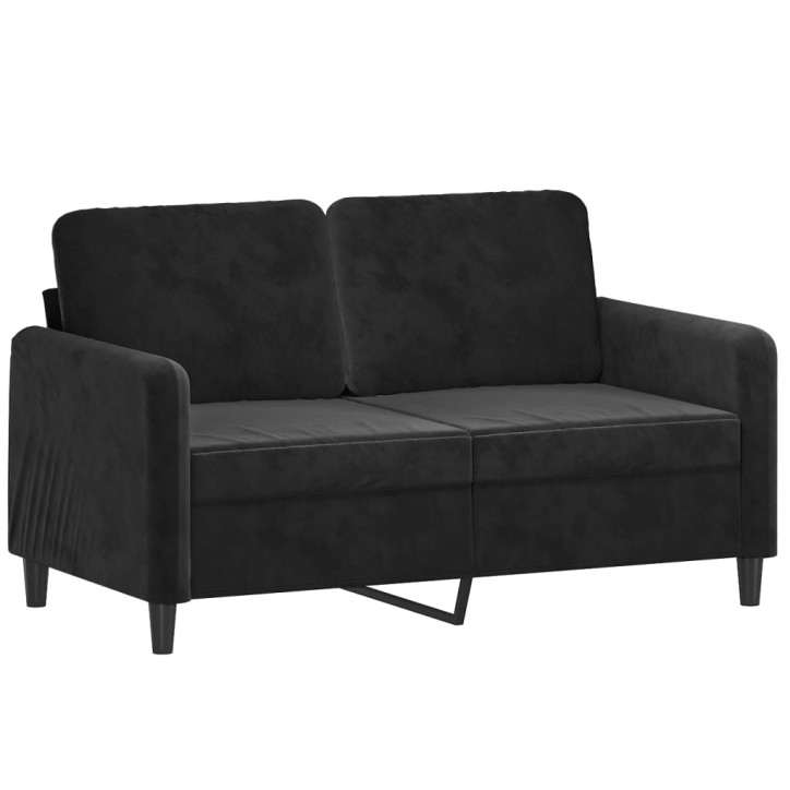 Dvivietė sofa su pagalvėlėmis, juodos spalvos, 120cm, aksomas