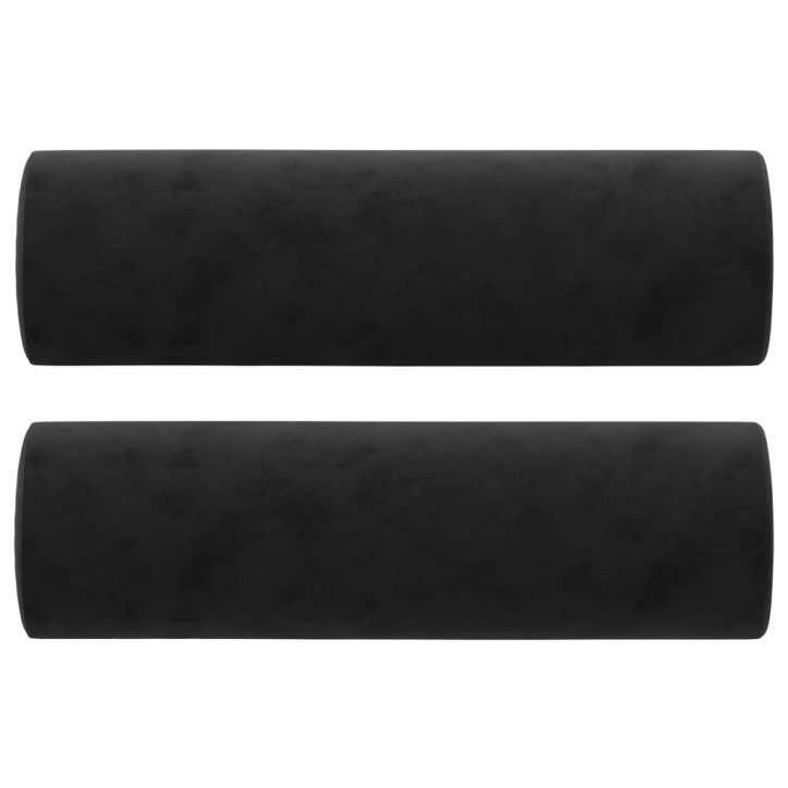 Dvivietė sofa su pagalvėlėmis, juodos spalvos, 120cm, aksomas