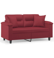 Dvivietė sofa su pagalvėlėmis, vyno, 120cm, dirbtinė oda