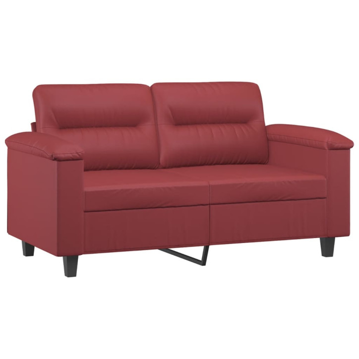 Dvivietė sofa su pagalvėlėmis, vyno, 120cm, dirbtinė oda