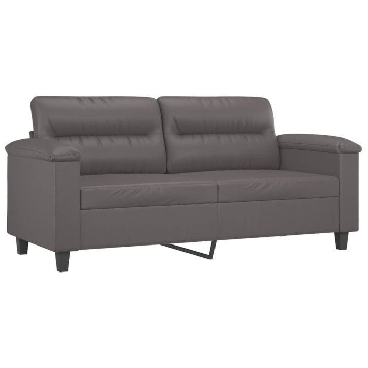 Dvivietė sofa su pagalvėlėmis, pilka, 140cm, dirbtinė oda