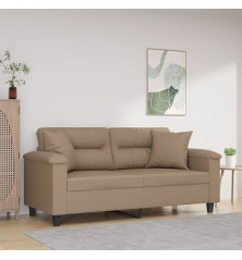 Dvivietė sofa su pagalvėlėmis, kapučino, 140cm, dirbtinė oda