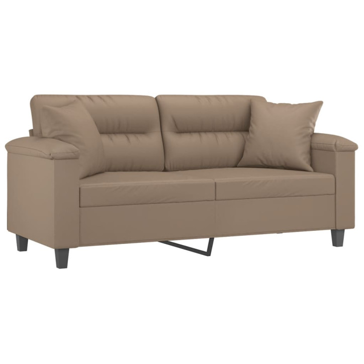 Dvivietė sofa su pagalvėlėmis, kapučino, 140cm, dirbtinė oda