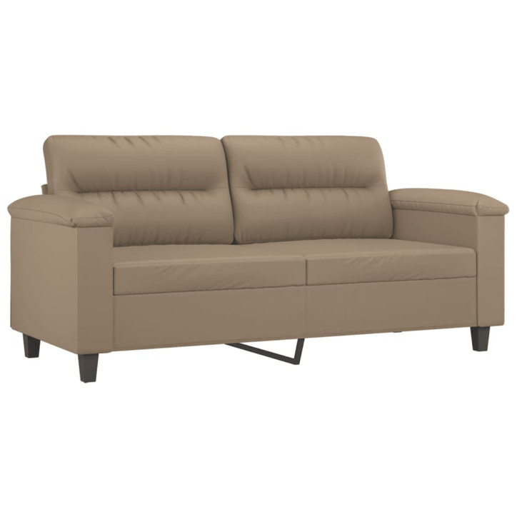 Dvivietė sofa su pagalvėlėmis, kapučino, 140cm, dirbtinė oda