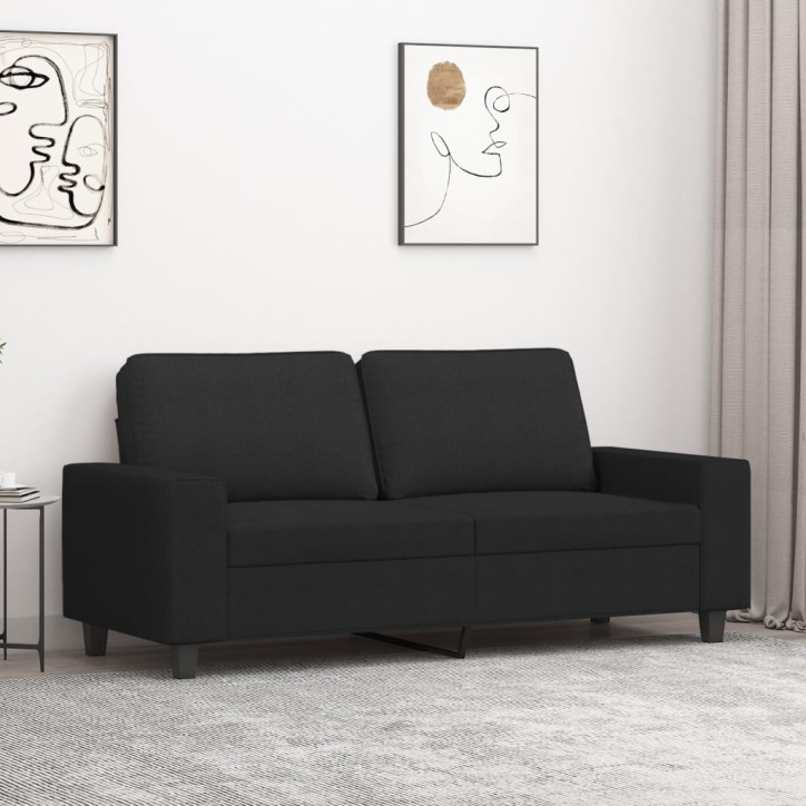 Dvivietė sofa, juodos spalvos, 140cm, audinys