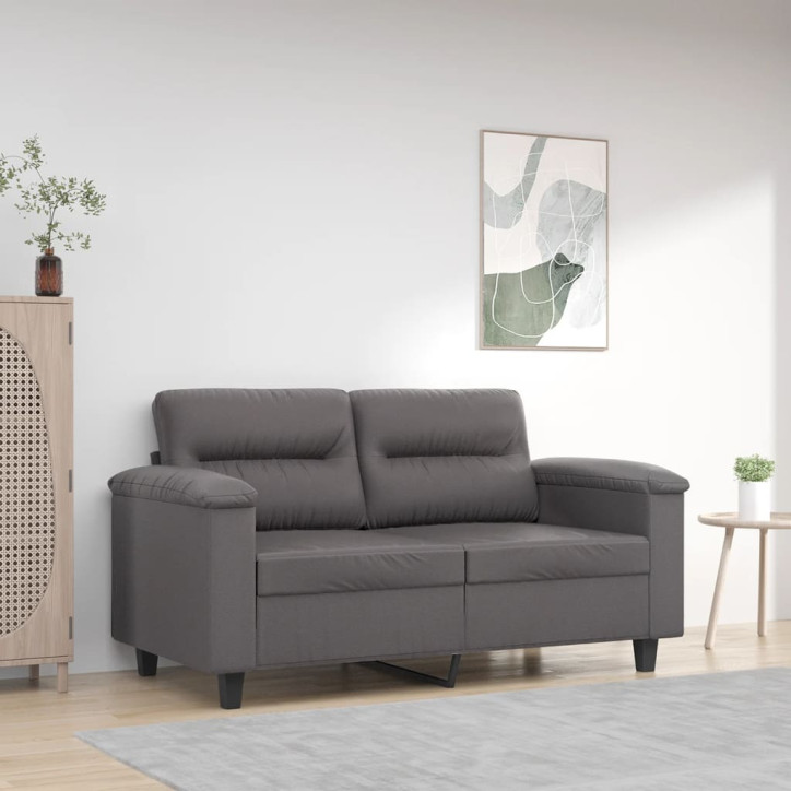 Dvivietė sofa, pilkos spalvos, 120cm, dirbtinė oda