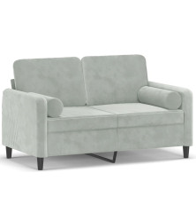 Dvivietė sofa su pagalvėlėmis, šviesiai pilka, 120cm, aksomas