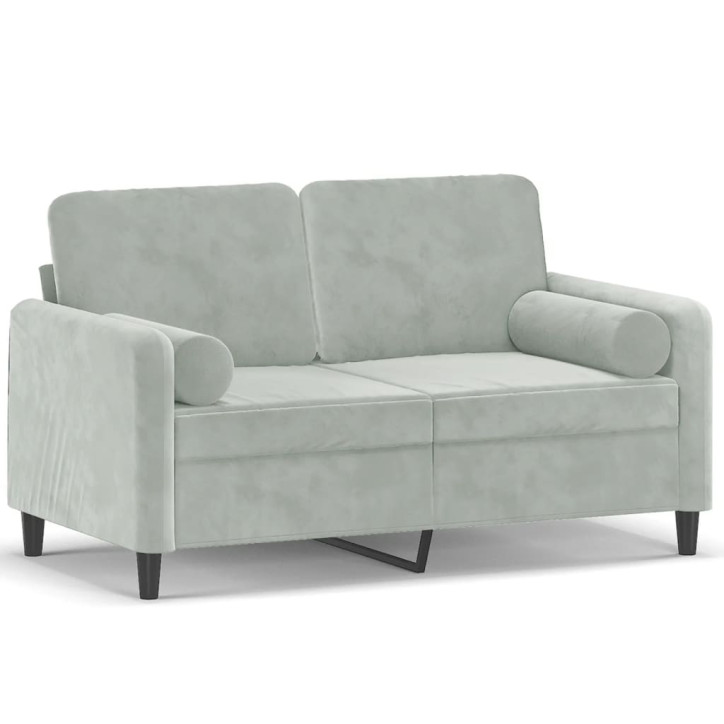 Dvivietė sofa su pagalvėlėmis, šviesiai pilka, 120cm, aksomas