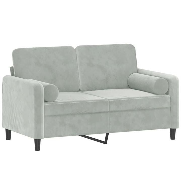 Dvivietė sofa su pagalvėlėmis, šviesiai pilka, 120cm, aksomas