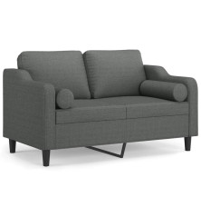 Dvivietė sofa su pagalvėlėmis, tamsiai pilka, 120cm, audinys