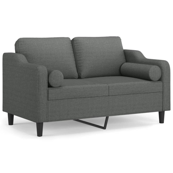 Dvivietė sofa su pagalvėlėmis, tamsiai pilka, 120cm, audinys