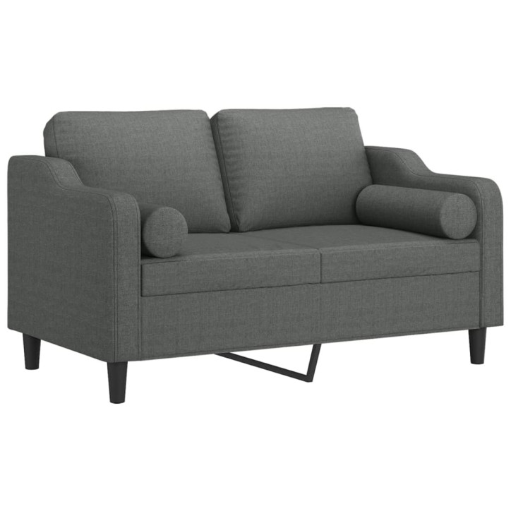 Dvivietė sofa su pagalvėlėmis, tamsiai pilka, 120cm, audinys