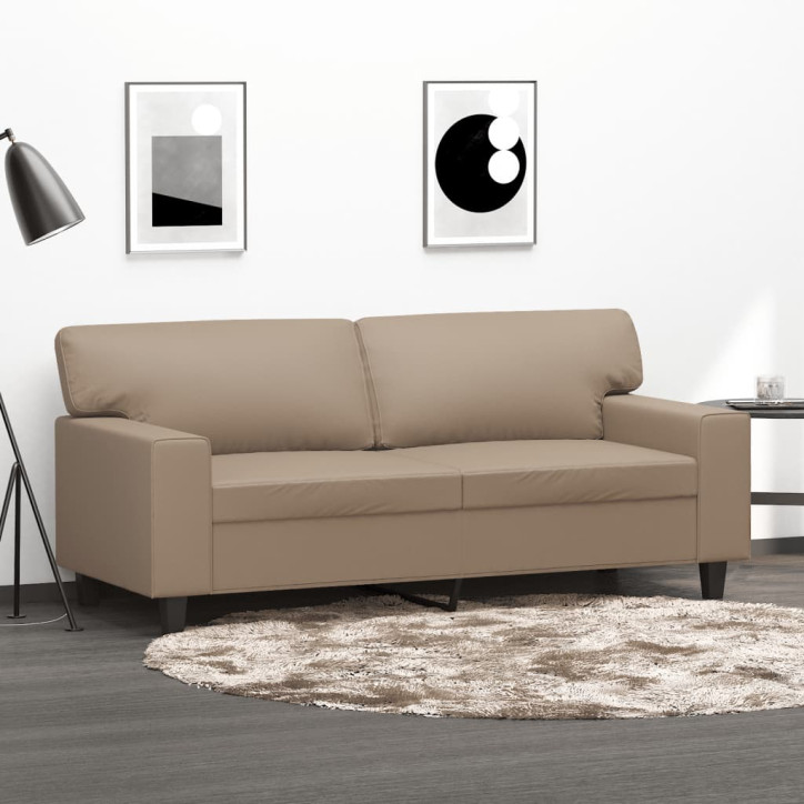 Dvivietė sofa, kapučino spalvos, 140cm, dirbtinė oda