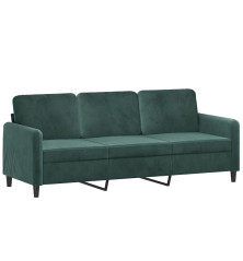 Trivietė sofa, tamsiai žalios spalvos, 180cm, aksomas