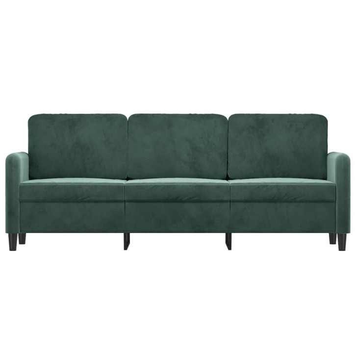 Trivietė sofa, tamsiai žalios spalvos, 180cm, aksomas