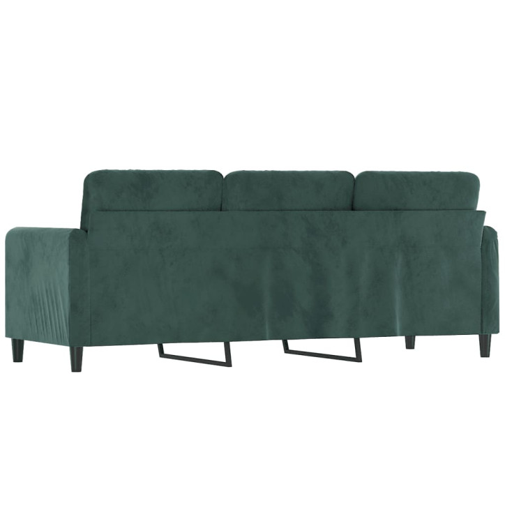 Trivietė sofa, tamsiai žalios spalvos, 180cm, aksomas