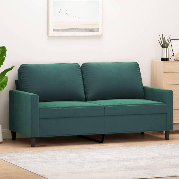 Dvivietė sofa, tamsiai žalios spalvos, 140cm, aksomas