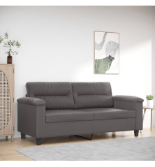 Dvivietė sofa, pilkos spalvos, 140cm, dirbtinė oda