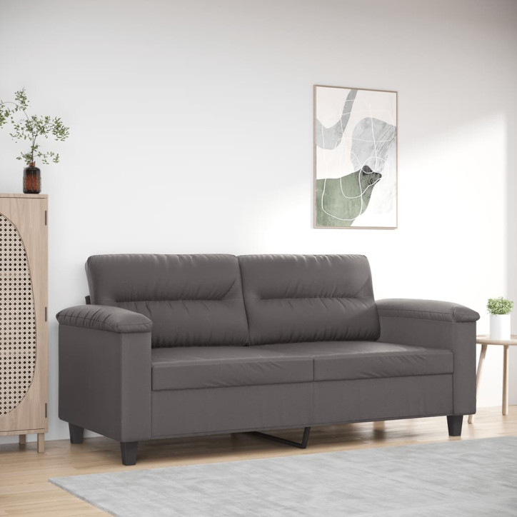 Dvivietė sofa, pilkos spalvos, 140cm, dirbtinė oda