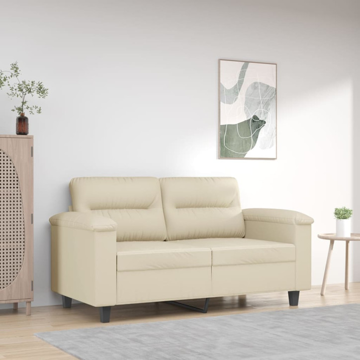 Dvivietė sofa, kreminės spalvos, 120cm, dirbtinė oda