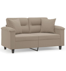 Dvivietė sofa su pagalvėmis, taupe, 120cm, mikropluošto audinys