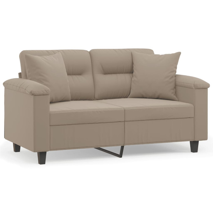 Dvivietė sofa su pagalvėmis, taupe, 120cm, mikropluošto audinys