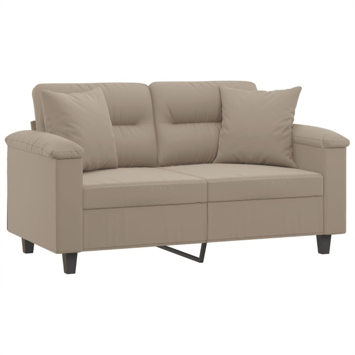 Dvivietė sofa su pagalvėmis, taupe, 120cm, mikropluošto audinys