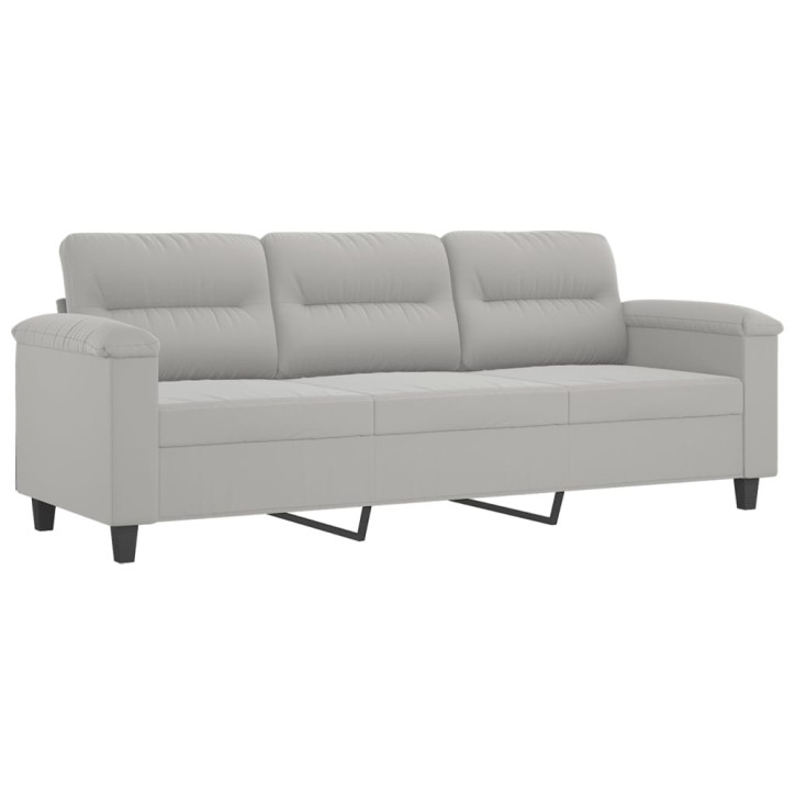 Trivietė sofa su pagalvėmis, pilka, 180cm, mikropluošto audinys