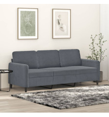 Trivietė sofa, tamsiai pilkos spalvos, 180cm, aksomas